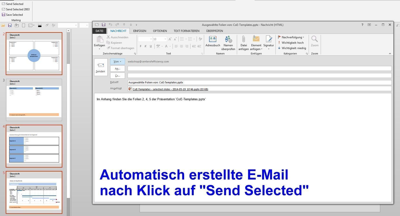 Einzelne oder ausgewählte Folien in PowerPoint versenden oder speichern