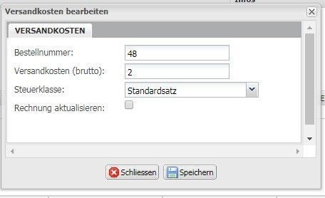 Versandkosten bearbeiten - Erstkauf (LGPLv3)