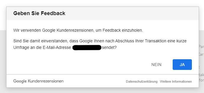 Google Kundenrezensionen (Merchant Reviews) - Erstkauf (LGPLv3)