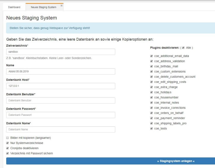 Testumgebung (Staging-System) per Click - Erneuerung (LGPLv3)