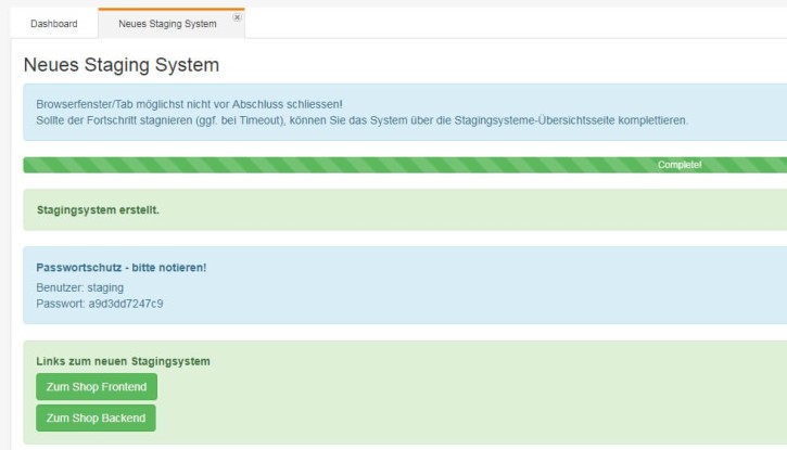 Testumgebung (Staging-System) per Click - Erstkauf (LGPLv3)