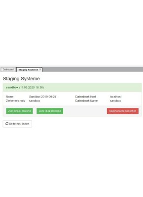 Testumgebung (Staging-System) per Click - Neue Lizenz